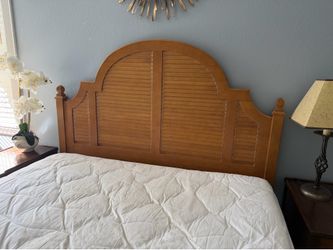 Queen headboard, boxspring mattress and frame