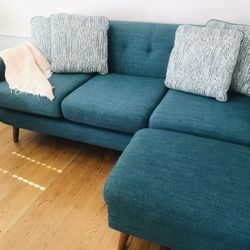 TEAL SOFA & STORAGE OTTOMAN