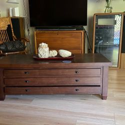 Wood Coffee Table - Three Drawers