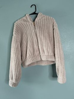 Beige Sherpa Zip-Up Hoodie (Size M)