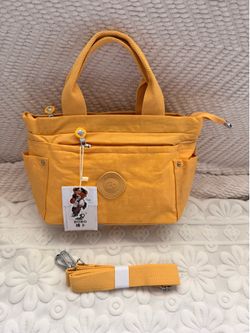 Lightweight Bright Nylon Crossbody Bag Multi-Zip Compartments Top Handle Shoulder Bag