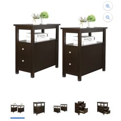 Set of Two Parlor Living Room Furniture MDF Bookshelf Storage Rack, Russet