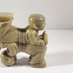 VINTAGE UNIQUE ASIAN SOAPSTONE CARVING STACKED BOYS PAPERWEIGHT STATUE