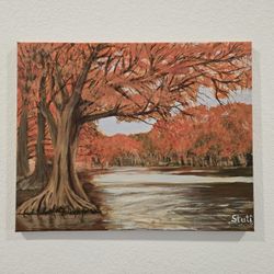 Handmade Painting of Fall Colors On Canvas 