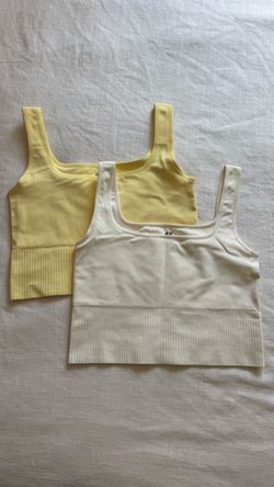 H&M Ribbed Tank Tops Set of 2 Yellow and White