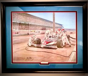 Al Unser Jr 1983 Indy Car Pit Action - Signed Print 430/2000