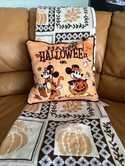Aldi x Disney Halloween 2026 Throw Pillow Minney Mickey Mouse  Pumpkins Orange