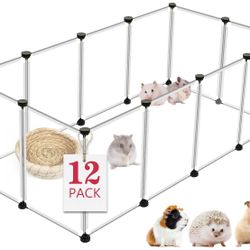 VISCOO 12 Panels Transparent Small Animals Playpen,48" X 24" X 16" Portable Pet Playpen,Plastic Enclosure,Puppy Play Pen For Indoors Outdoor Pet Fence