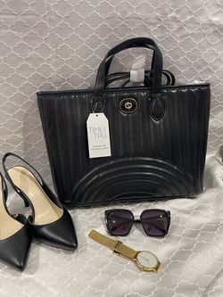 Black Large Tote Crossbody Bag – Spacious Everyday Shoulder & Crossbody Purse Glossy Finish