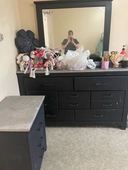Dresser, mirror and night stand