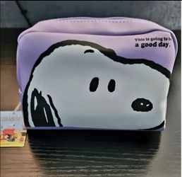 Snoopy Cosmetic Bag Peanuts Pouch Travel Organizer Cute Zipper Toiletry Bag NWT