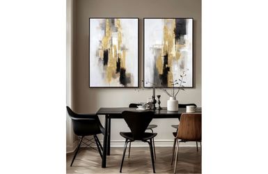 New!✨ 2 pc modern abstract canvas wall art with wood frame.