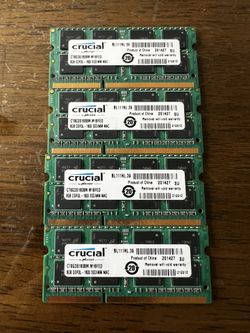 4xCrucial 8GB 204-Pin DDR3 SO-DIMM DDR3L 1600 (PC3L 12800) Laptop Memory