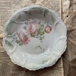 Authentic Leuchtenburg Pink Rose China Bowl w/ confirmation stamp on bottom