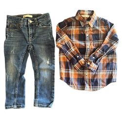 2 Piece Boys 3T Clothing Lot- Janie And Jack Button Up & Levi’s 510 Skinny Jeans