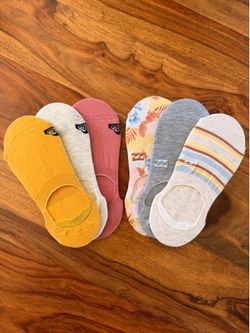 🧦 NEW 6 Pairs ROXY & BILLABONG No-Show Ankle Socks