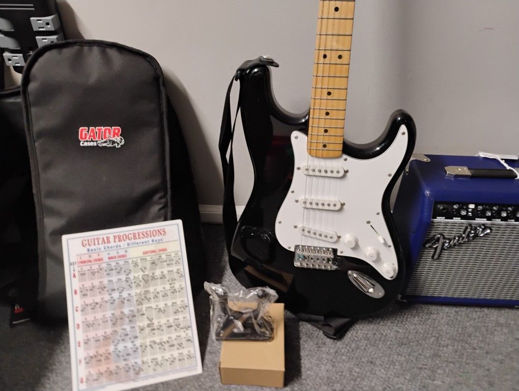 1990s Fender Squire Strat + Frontman 10G amp and gig bag