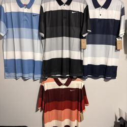 (4-Lot) BRAND NEW NIKE GOLF MENs LARGE Polo VICTORY Shirts Button Up Dri Fit