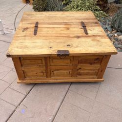 Rustic Wood Storage Trunk Coffee Table