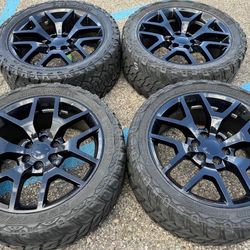 22” CHEVY TAHOE SILVERADO GMC SIERRA YUKON WHEELS RIMS SUBURBAN WE FINANCE 33” TIRES SET