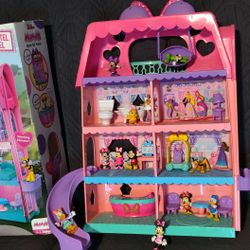 Minnie Mouse House Lot And Minnie Push Car 