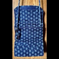 Vintage 1990’s Vera Bradley Trifold Crossbody Wallet Purse / Organizer - Classic Navy Pattern