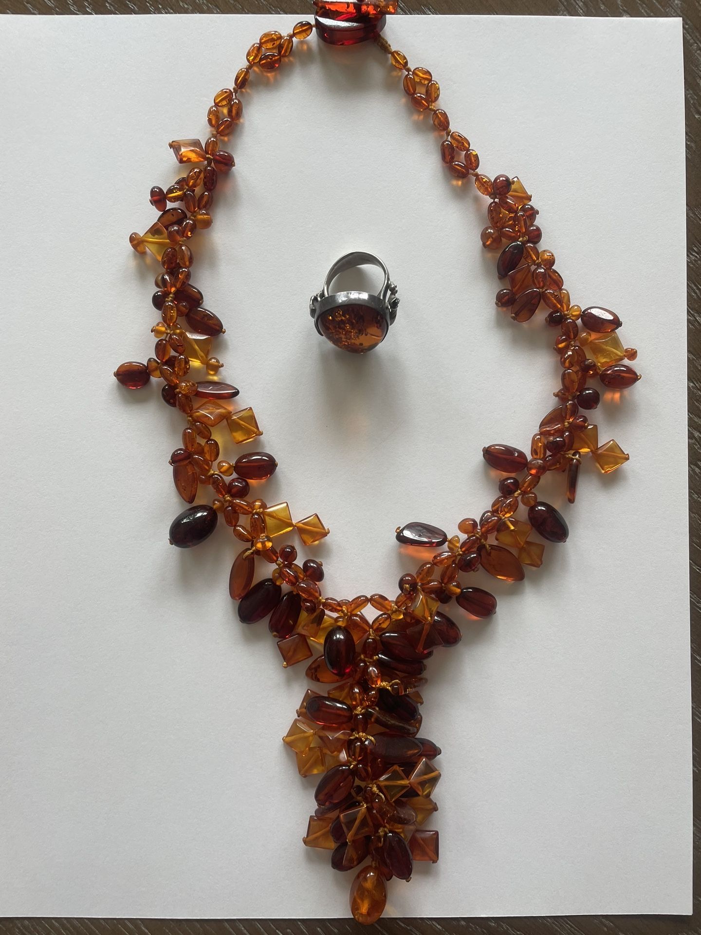 Amber Necklace and Ring Set