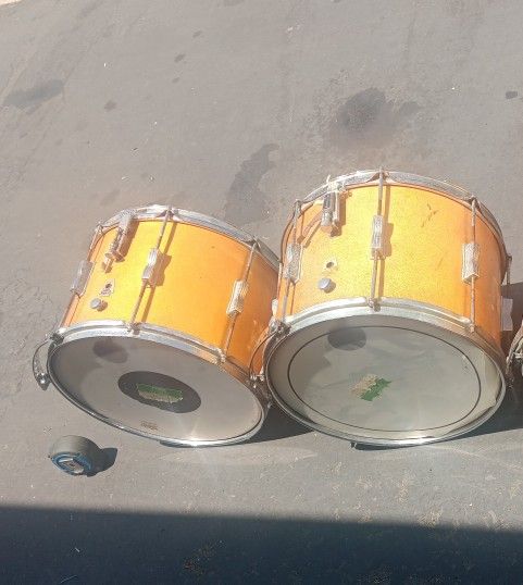 Ludwig Keystone Badge 14" x 10" Marching Snare Drum Gold Sparkle 1960s