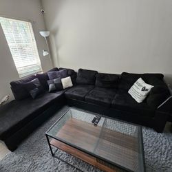 Black Suede Couch 