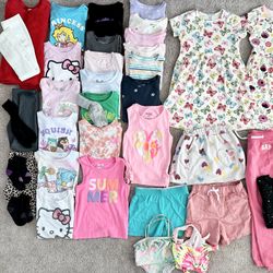 Bundle Of Girls Clothes SuperMario, Hello Kitty, Disney, Champion, Gap Kids, Touch By Nature, Barbie Size(5T - 6)  Lot(60)’