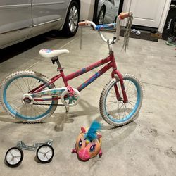 Huffy 20” Sea Star Kids Bike + Training Wheels + Helmet 