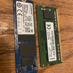 Kingston 256Gb VNME Micro Card Hard Drive & Matching 8GB Ram 