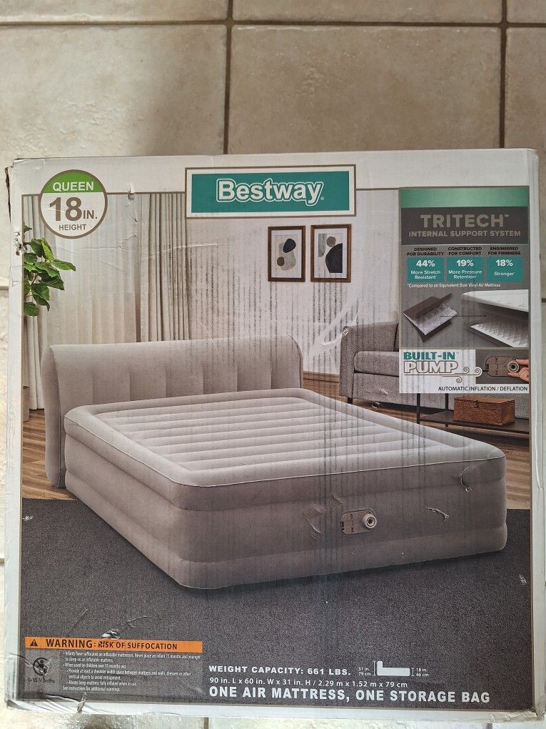 Bestway Tritech 18 Inch Thick Durable Comfortable Air Mattress with