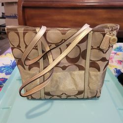 Coach Tote With Gold Sparkle Trim