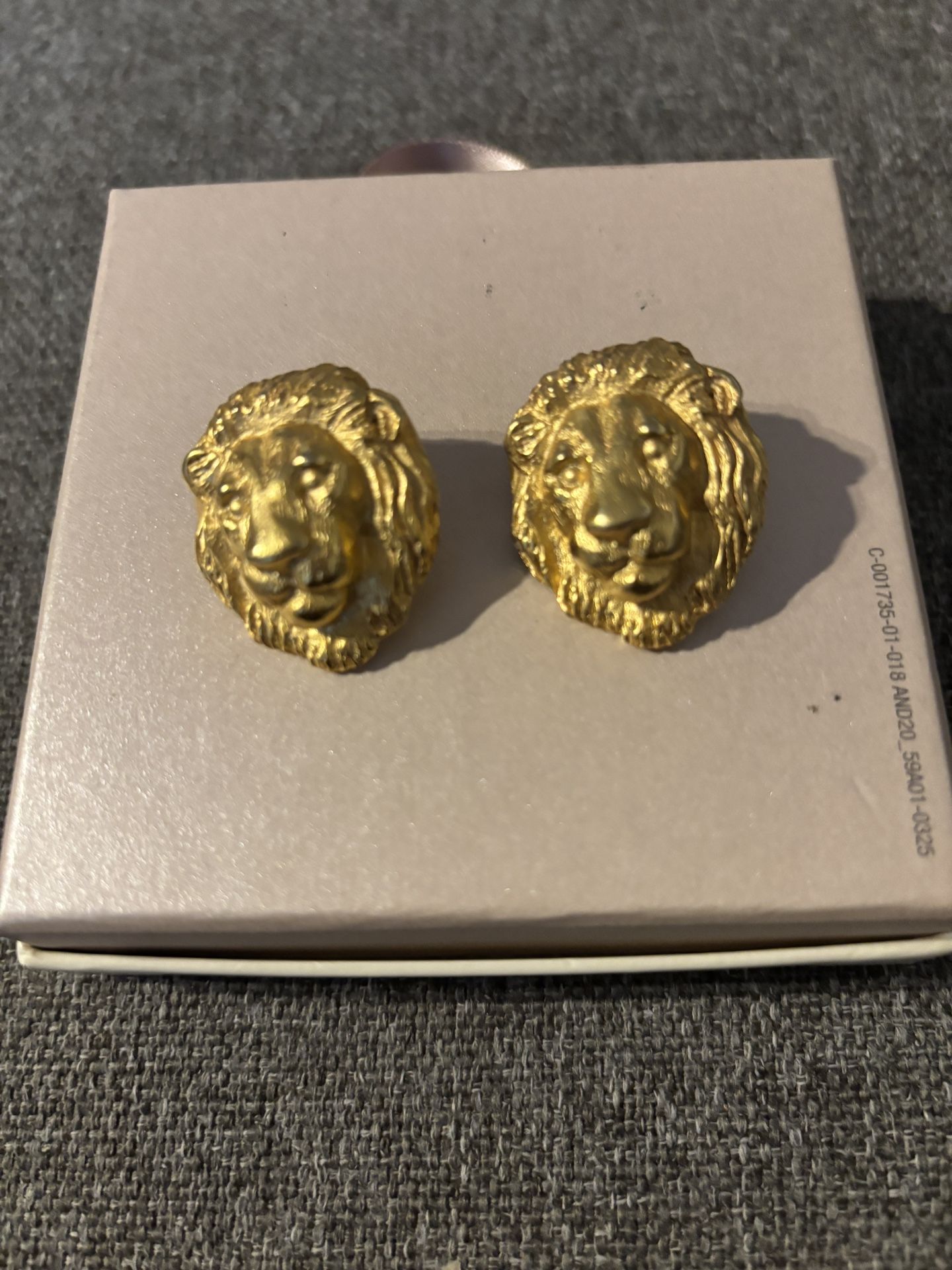 Gold Plated Stud Lion Earrings