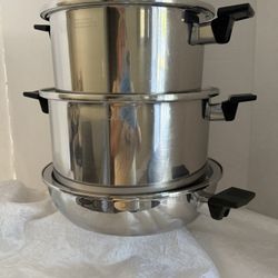 ROYAL PRESTIGE 8-QT/12 QT/Skillet 14” by 3/2”7-PLY STAINLESS STEEL W/ VENTED LID 7-PLY STAINLESS STEEL W/ VENTED LID 