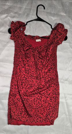 Red Printed Smocked Women's Dress