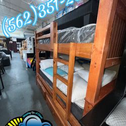 Triple Full Bunk Bed With Mattresses Colchones Nuevos Bonitos 