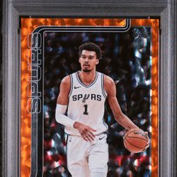 PSA 9 2025-26 Topps - Victor Wembanyama #195 Orange Crackleboard Foil /25 POP 1!