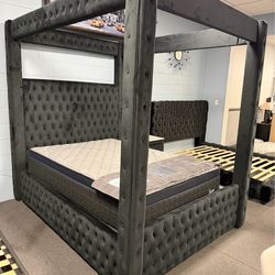 Queen Black Velvet Bed Frame