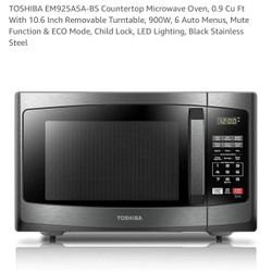 TOSHIBA EM925A5A-BS Countertop Microwave Oven, 0.9 Cu Ft With 10.6 Inch Removable Turntable, 900W