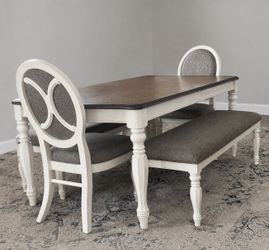 Rooms To Go French Market Extendable Dining Set – 2 Benches & 2 Chairs
