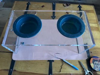 Very unique dog acrylic elevated food stand