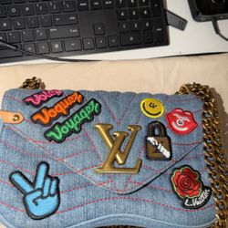 Louis Vuitton New wave Denim patches MM bag