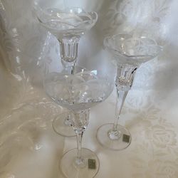 Vintage Gorgeous Mikasa Set Of 3 Candle Holders New