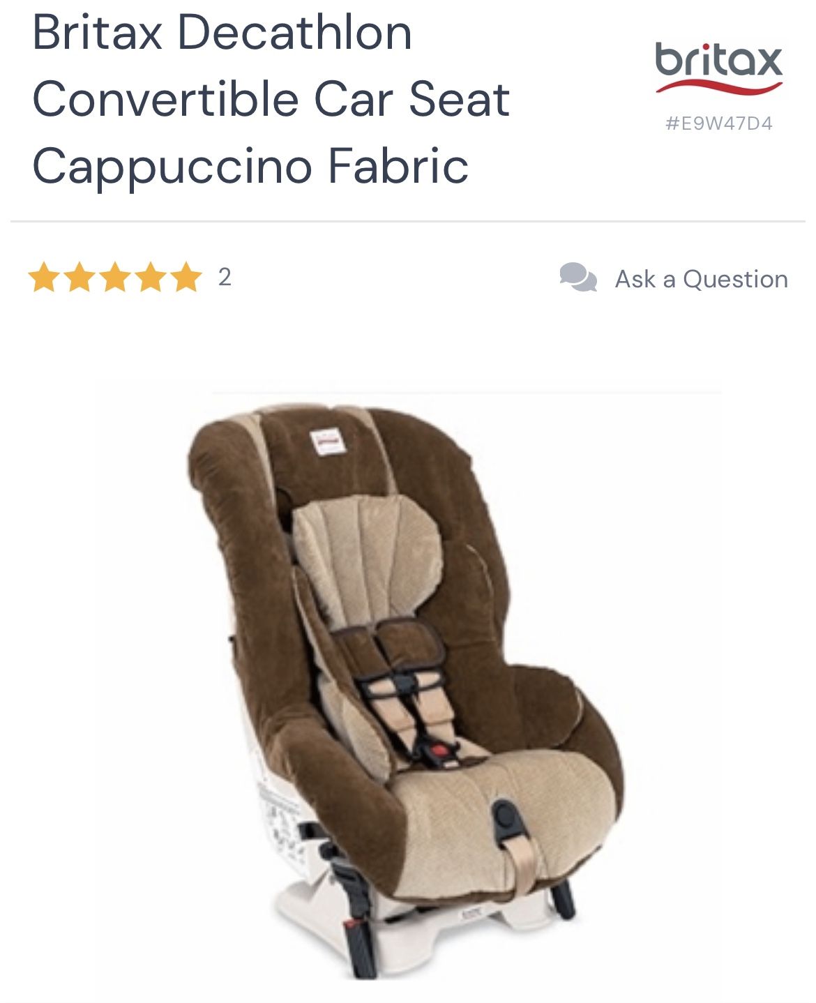 Britax Decathlon Convertible Car Seat Cappuccino Fabric