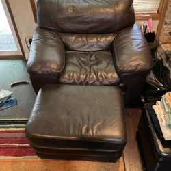 Leather Arm Chair And Ottoman Espresso Brown
