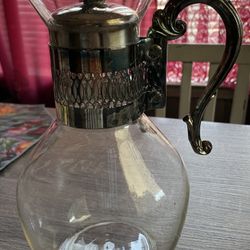 Vintage Silver Glass Coffee Tea Juice Carafe 