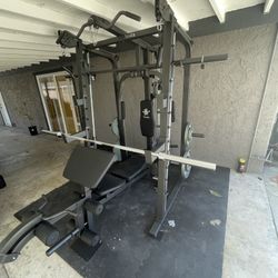 Vesta Fitness Smith Machine 2001 w/Bench Attachment | 230lb Bumpers Weights | 7ft Olympic Bar | Fitness | Gym Equipment | FREE DELIVERY 🚚 