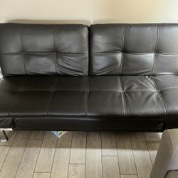 Leather Couch Converts To Bed